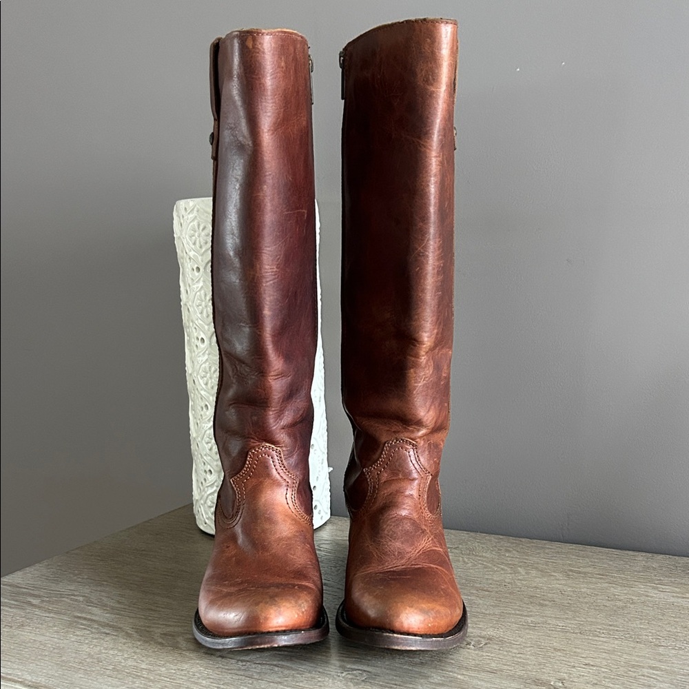 LIBERTY Black Brown Leather Boots, worn once, factory distressing - Picture 3 of 10